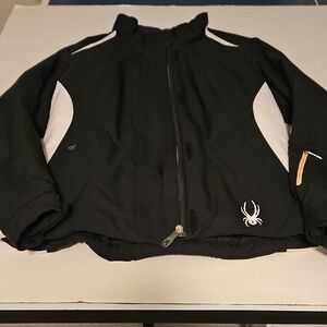 Women's Spyder Black And White Ski Jacket with White Logo